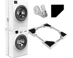 TOVBMUP Stapelkit voor wasmachine en droger - Accessoires voor wasmachine en droger - Basis voor wasmachine - Met ratelkoord - Universeel - Verstelbare maat 46-66 cm