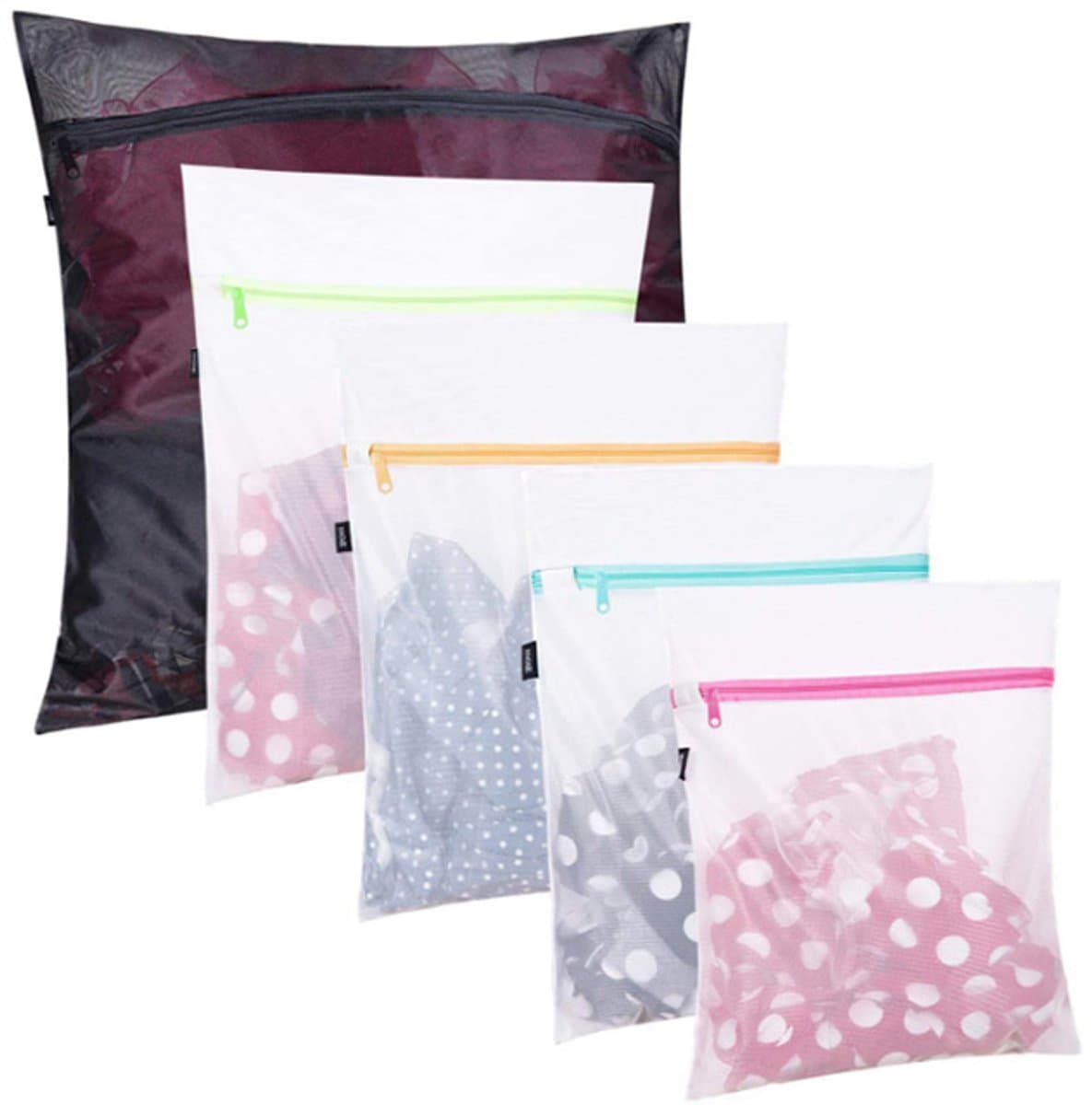 5-pack waszakken met rits - Waszak - waszakjes met rits - waszakjes met rits - Witte waszakken - Wasreisorganizer - Wasnetzakken - Bescherm uw wasmachine en kleding — afbeelding 1