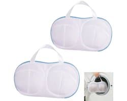 2stuks bh-waszak, machinewaszak, waszak met wasnetje, geschikt voor het wassen van ondergoed in de machine om vervorming te voorkomen, geschikt voor A-, B- en C-cups, blauw, 32,5*21 cm