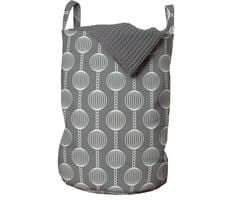 ABAKUHAUS abstracte waszak, eenvoudige cirkels en kettingen, wasmand met handvatten, trekkoorddichting voor wasserettes, taupe grijs en wit
