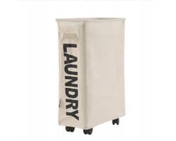 EASYFORM Wasmand Op Wieltjes 40L Beige - Opvouwbaar & Smal