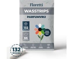 Floretti – Milieuvriendelijke Wasstrips – Parfumvrij – 132 wasbeurten – Wasstrips / Wasmiddeldoekjes / Wasdoekjes / Wasvellen / Laundry Sheets – Vegan – Voor gevoelige huid & babytextiel