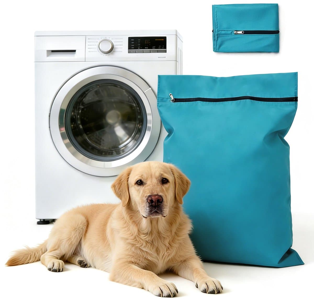 Waszakken voor huisdieren - Waszakken van twill polyester - Grote waszakken met rits - Voorkomt dat waszakken verstopt raken door dierenhaar - Waszakken voor huisdierendekens - Geweldig voor honden en katten (70x80cm) - meer blauw-L — afbeelding 1