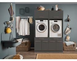 Arkon Duo Wasmachine kast met bovenkasten- Antraciet - Hoogte 200cm — afbeelding 1