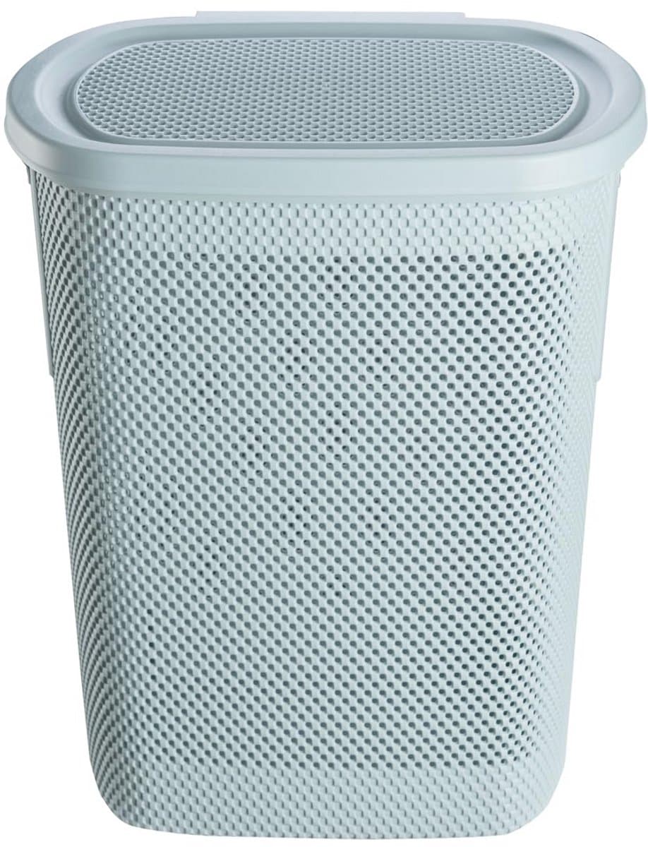 Wasmand met klapdeksel en luchtdoorlatende textiel-look - Compact en decoratief - 58 liter — afbeelding 1