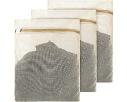 Waszakken - Wasnetten - Set van 3 - 30x40cm - wasnet voor wasmachine - Bescherm je Wasgoed en Wasmachine - herbruikbare en duurzame mesh waszak - Wasnetten met Rits voor Wasgoed - Khaki — afbeelding 1