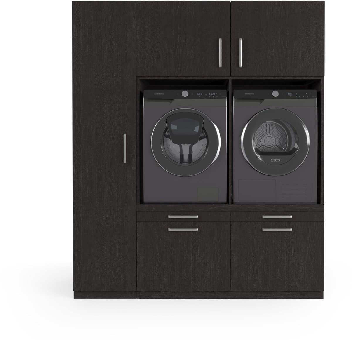 Wasophoogte® Wasmachine Kast Lyon - Wasmachine verhoger - Wasmachine ombouw - 700(D)*1780(B)*2110(H) mm - Zwart — afbeelding 1
