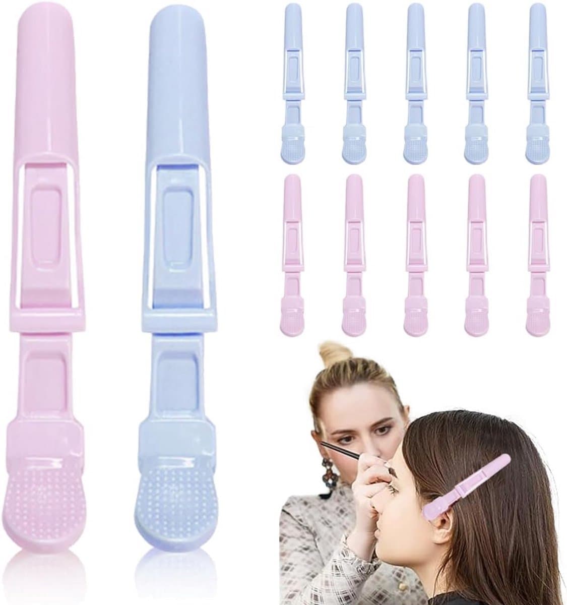 Haarspelden Krokodil - Sectie Clips - Haar Styling - Lichtgewicht Kunststof - 11 x 1.6 cm - Roze en Blauw — afbeelding 1