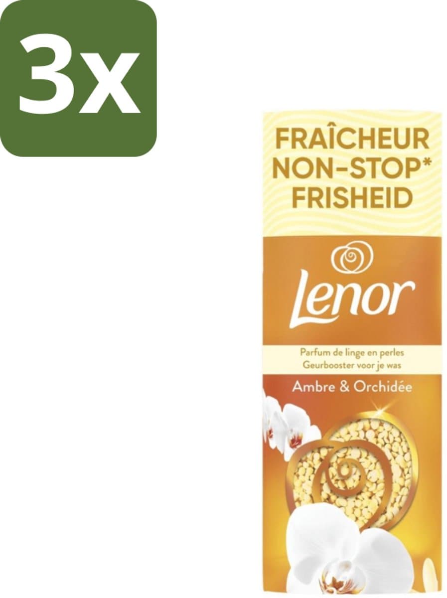 3 x Lenor – Geurbooster – Amber & Orchidee – 12 Wasbeurten – 155 g - Geurparels - Wasgeur - Luxegeur - Orchidee - Vanille — afbeelding 1