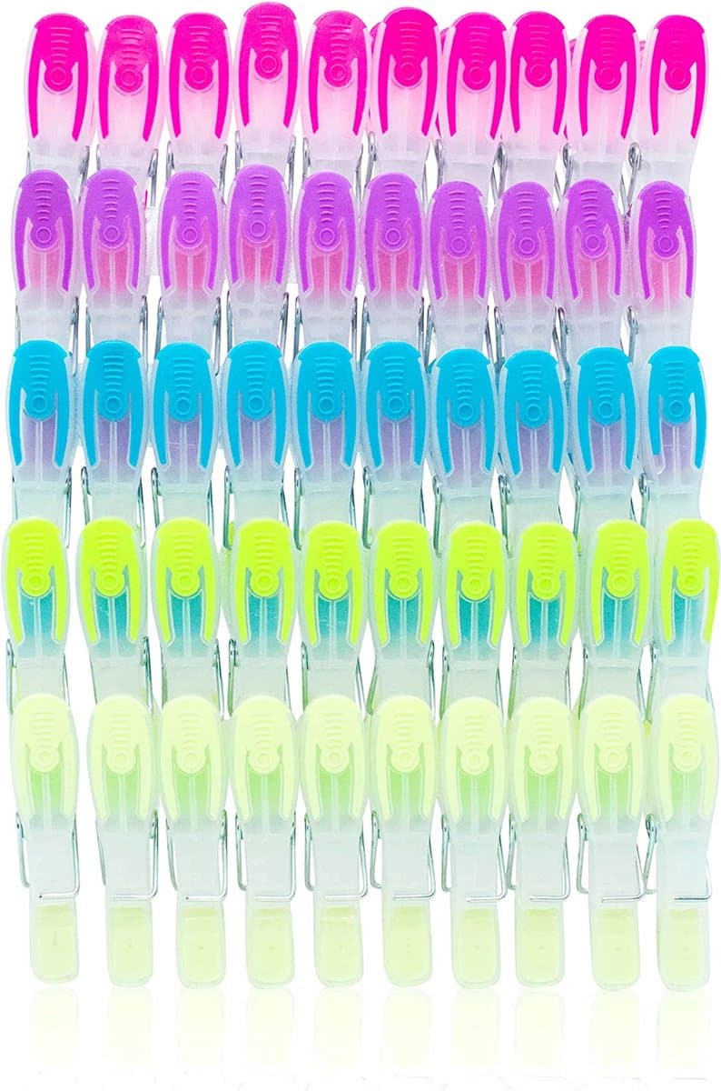 Wasknijpers, krant, set van 50 wasknijpers, wasknijpers van stevig plastic met softgrip gedeelte, plastic poot voor waslijn, droogmolen of wasrek, plastic wasknijpers — afbeelding 1