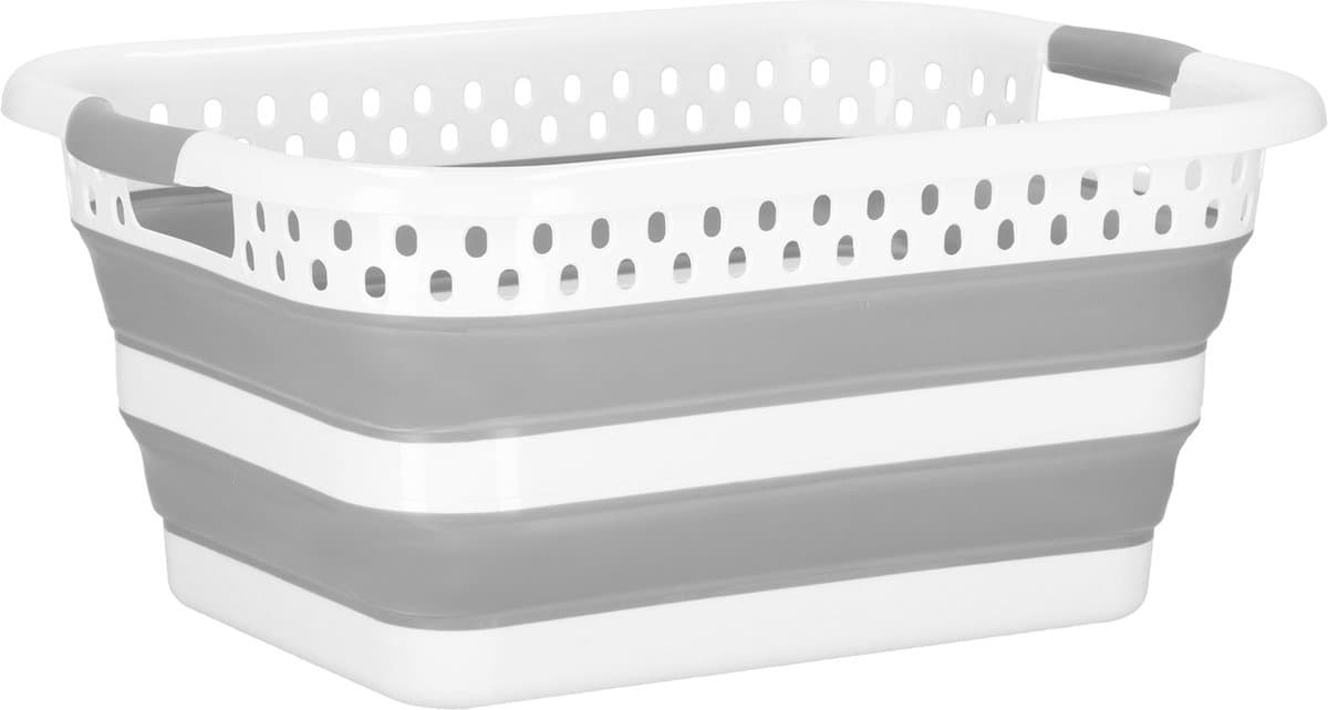 Springos Wasmand - Opvouwbare Wasmand - 24L - Grijs/Wit — afbeelding 1