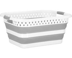 Springos Wasmand - Opvouwbare Wasmand - 24L - Grijs/Wit