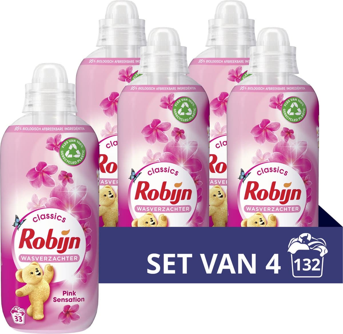Robijn Classics Pink Sensation Wasverzachter - 4 x 33 wasbeurten - Voordeelverpakking — afbeelding 1