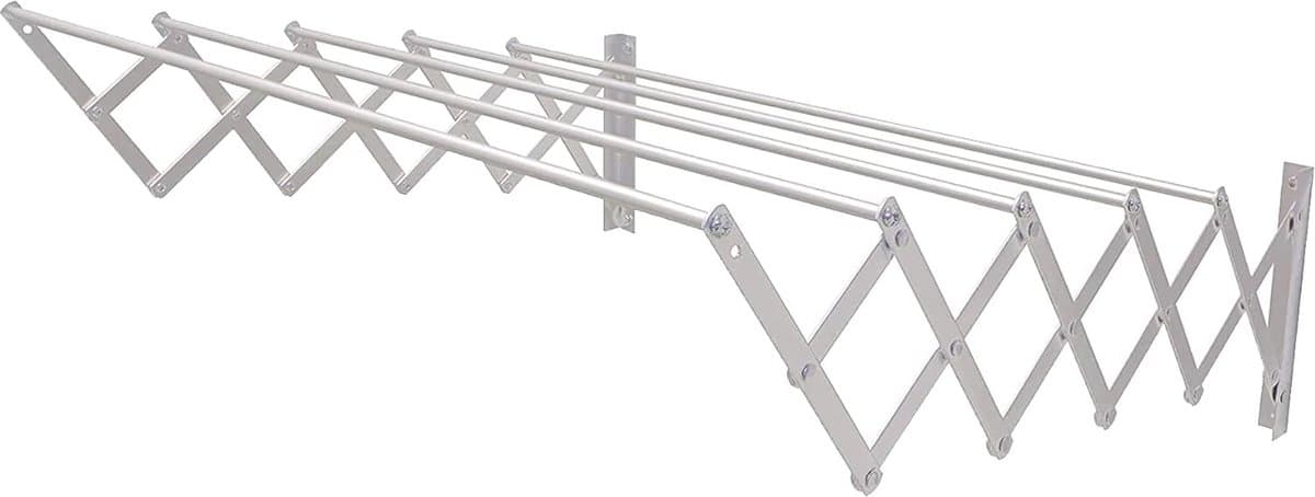 Uittrekbaar Aluminium Droogrek 80cm | Roestvrij en Corrosiebestendig | Eenvoudige Wandmontage | Inklapbaar Ruimtebesparend | Binnen en Buiten Gebruik | Zilver | Metaal | Groot Droogrek — afbeelding 1