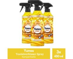 Yumos Textielverfrisser Kamperfoelie textielspray verwijdert geuren en laat een frisse geur achter - 3x 450ml