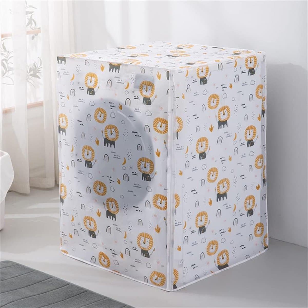 IBBO Shop - Wasmachine hoes - Wasmachine hoover - Wasmachine beschermer - Wasmachine overtrek - Waterdichte bescherming - Wasdroger beschermhoes - Hoes Cactus - 9 Kg - 63 x 62 x 85 cm - leeuw — afbeelding 1
