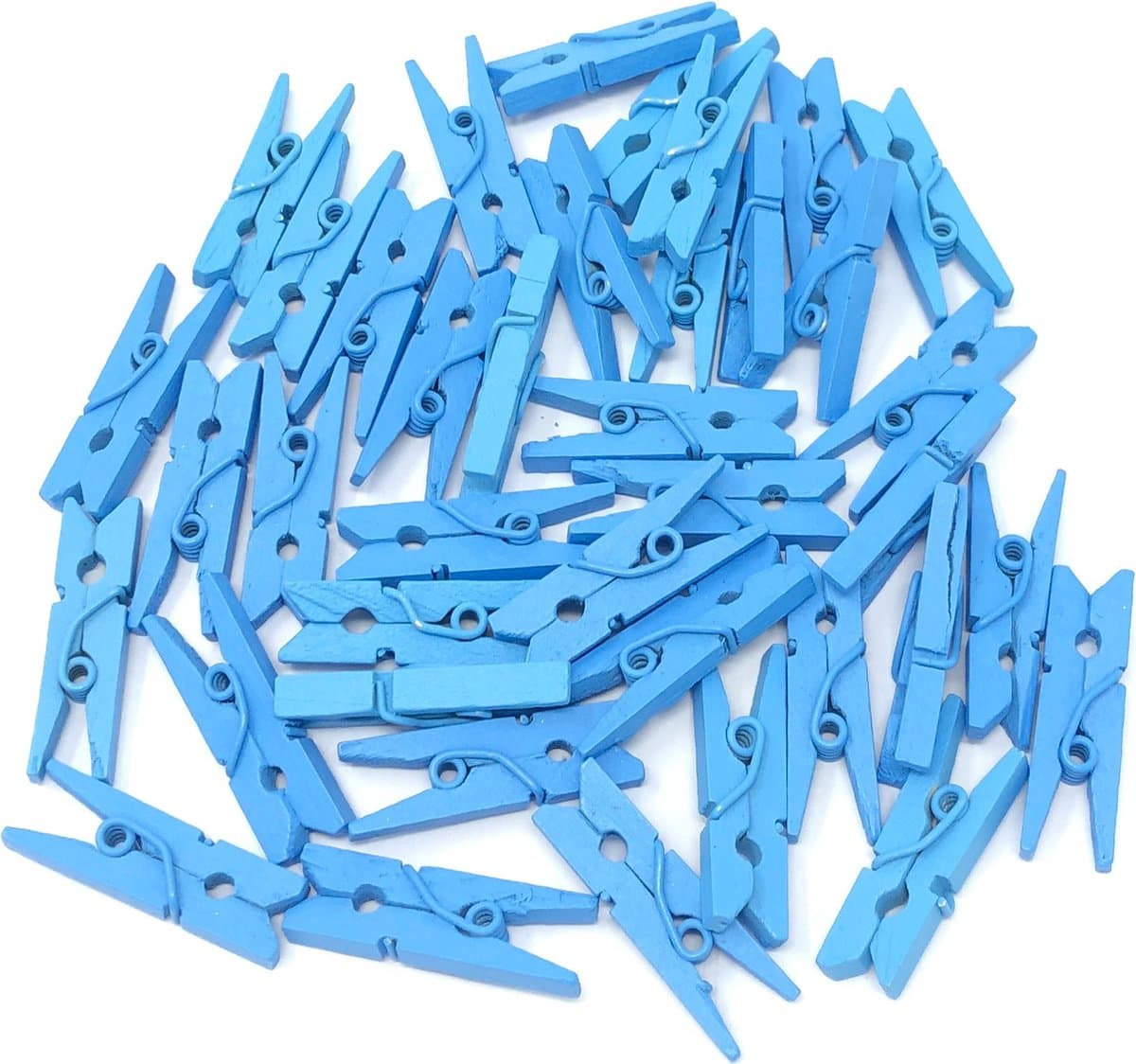 Premium - Blauwe Kleine houten mini knijpers - 20 STUKS - Blauw - Knijpertjes - Fotoknijpers - Geboorte wasknijpers - 2.5 CM - Foto knijpers - Knijper om foto's aan op te hangen - Fotohouder - Knijpers - Wasknijpers - Kerstkaart hangers - Pola — afbeelding 1