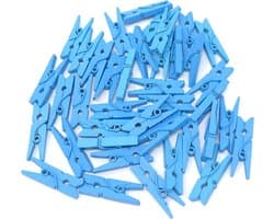 Premium - Blauwe Kleine houten mini knijpers - 20 STUKS - Blauw - Knijpertjes - Fotoknijpers - Geboorte wasknijpers - 2.5 CM - Foto knijpers - Knijper om foto's aan op te hangen - Fotohouder - Knijpers - Wasknijpers - Kerstkaart hangers - Pola — afbeelding 1