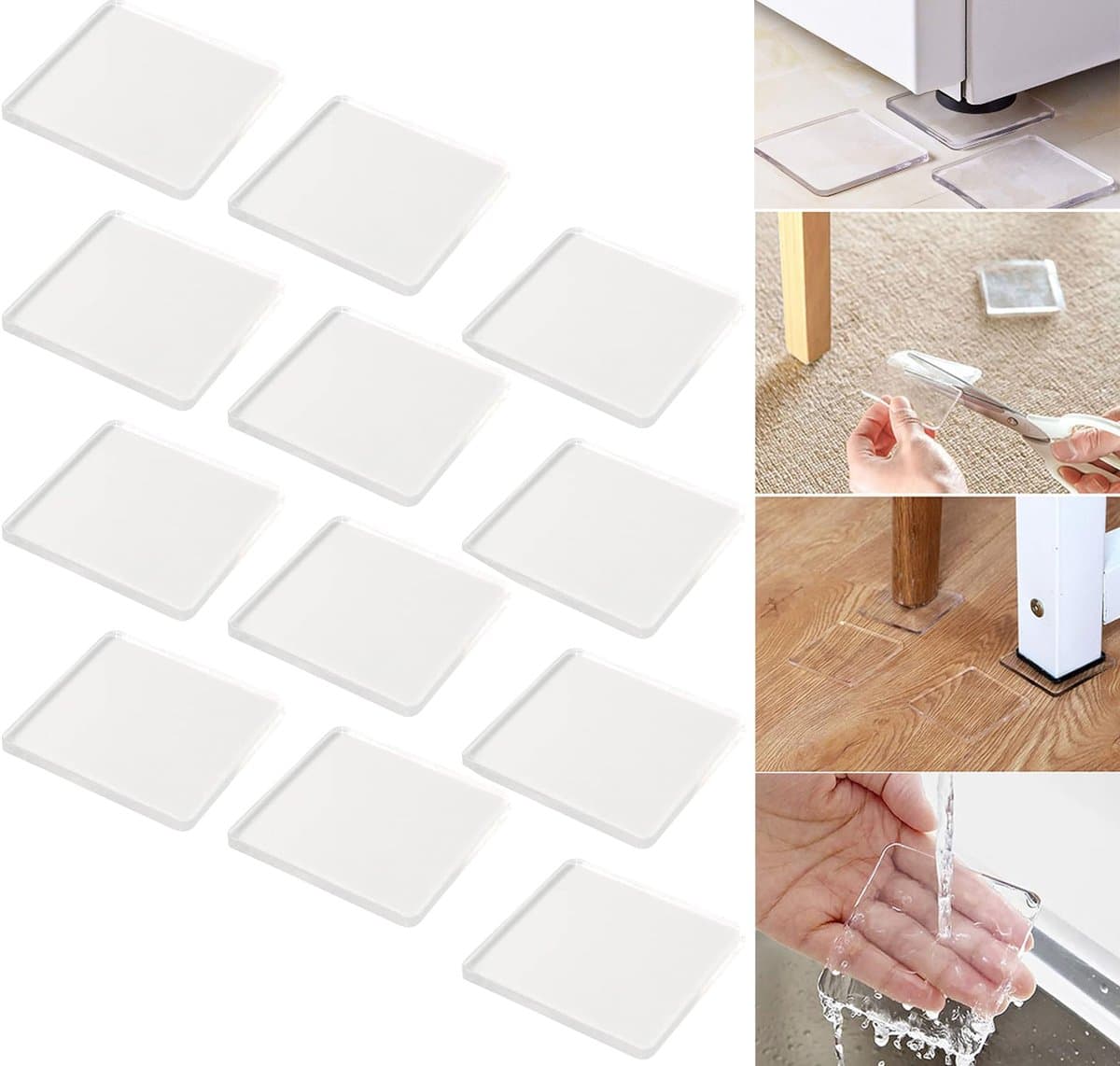 Trillingsdempers Wasmachine - 12 Stuks - Wasmachine dempers - 3 mm Dik - Universeel pads voor Wasmachine en Droger - Geluidsdempers - Trillingsmat - Antislipmat - Anti trillings / vibratie dempers pads - Wasmachine Verhoger - Schokdempers wasmachine — afbeelding 1
