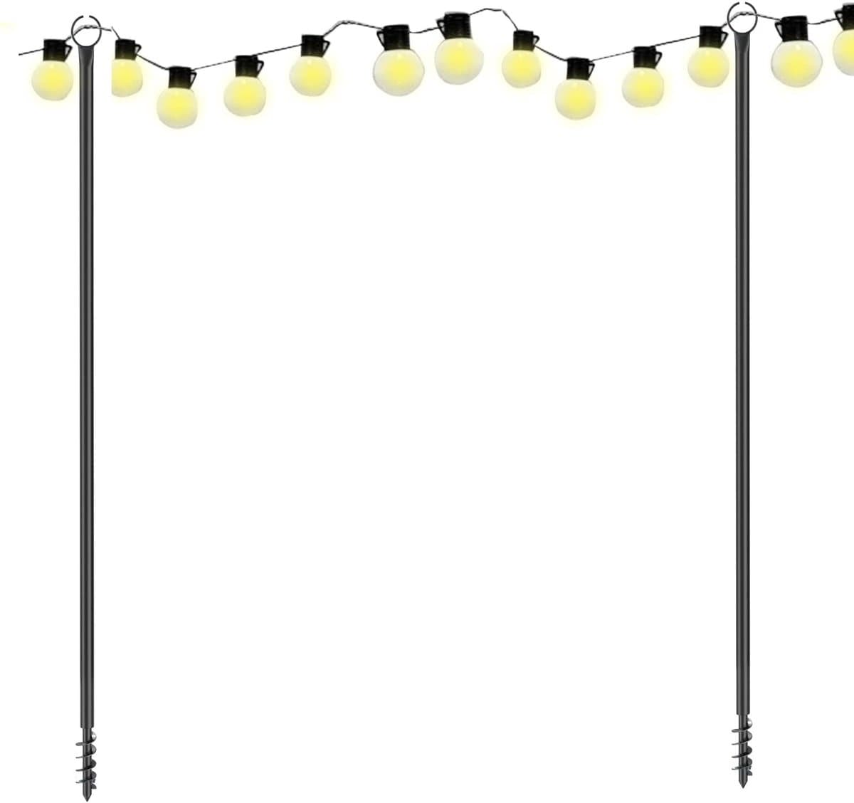 Solidchoice - Lichtkettingstangen voor Buiten - 2,4 m Metalen Stangen voor Tuin- en Terrasverlichting — afbeelding 1