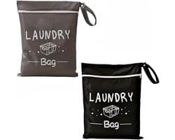 SnelShoppen - Travel Set (Grijs-Zwart, Medium) - Waterdichte Waszak voor Vuile Kleding, Vouwbare Nat Zak voor Sport, Zwemmen, Kamperen en Vakantie, Ge