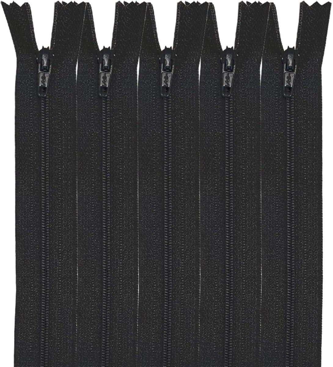Nylon Ritssluitingen - Kleding Ritsen - Kleding Maken - Met Metalen Schuif - 12 cm - Zwart — afbeelding 1
