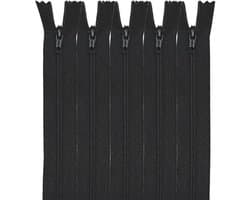 Nylon Ritssluitingen - Kleding Ritsen - Kleding Maken - Met Metalen Schuif - 12 cm - Zwart