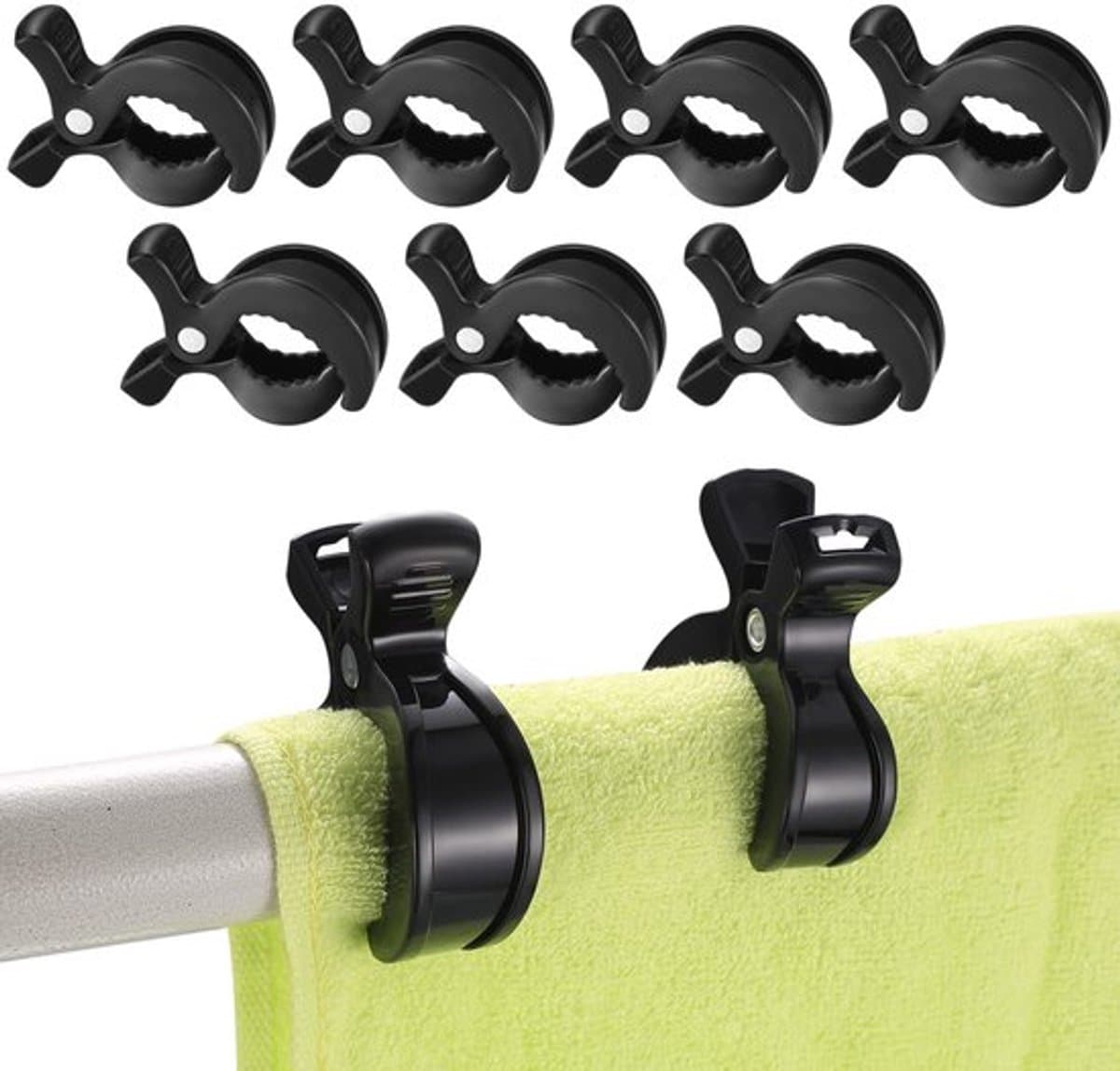 Handige Clipset voor Kinderwagen: Bevestig Speelgoed, Zonwering en Meer met 9 Stuks in Zwart — afbeelding 1
