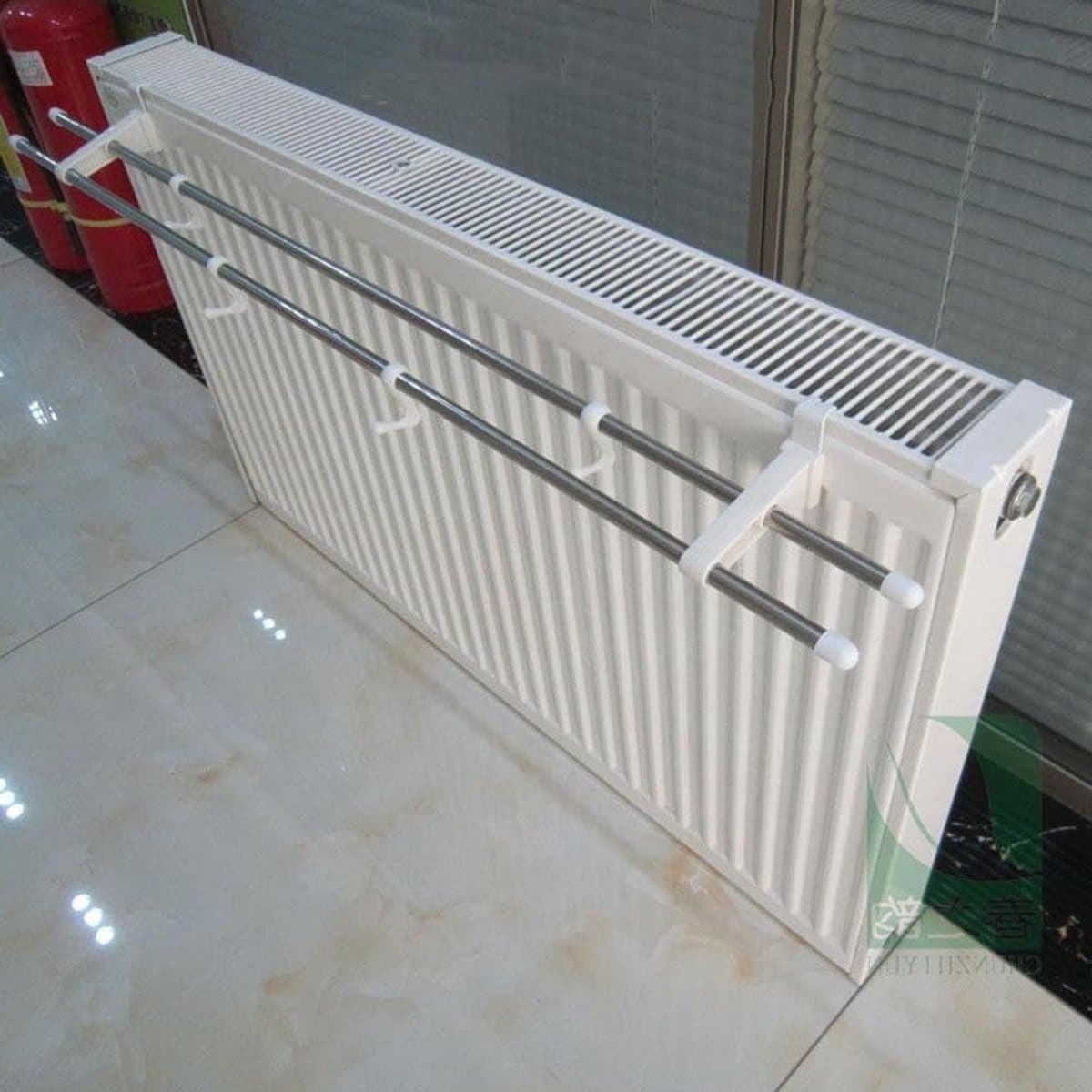 Radiator Droogrek - Handdoekenrek - Kleding Drogen - Roestbestendig Materiaal - 42 cm - Zilver Wit — afbeelding 1