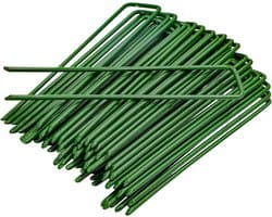 SnelShoppen - 40 Stuks Tuinpinnen U-vormige Stalen Grondankers 15CM voor Onkruidbestrijding, Graszoden, Afdekzeilen en Netten - Groen