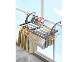 YAGXIG Uitschuifbare droogrek voor kleding - Veelzijdige washanger van koolstofstaal, verstelbaar van 38 tot 55 cm, droogrek voor kleding, schoenenrek, hangend aan de deur, badkamer, vensterbank, leuning, balkon
