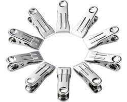 Roestvrijstalen wasknijpers - Kledingclips - Wasgoed drogen - Weerbestendig - 8 stuks - Wit