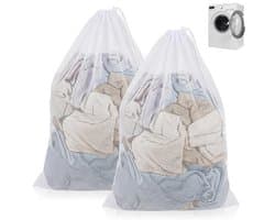 Wasnetten voor Wasmachine met Trekkoord, Fijnmazige Waszak voor Beddengoed, Knuffels en Opbergen, Wit