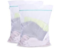 Waszakken 60 x 80 cm 2 Stuks Mesh Waszakjes Herbruikbaar Wasmachine Tas Wasnetten met Rits voor Ondergoed Trui Jurk Blouse Sokken Vuile Kleren College Slaapzaal Reisorganisator