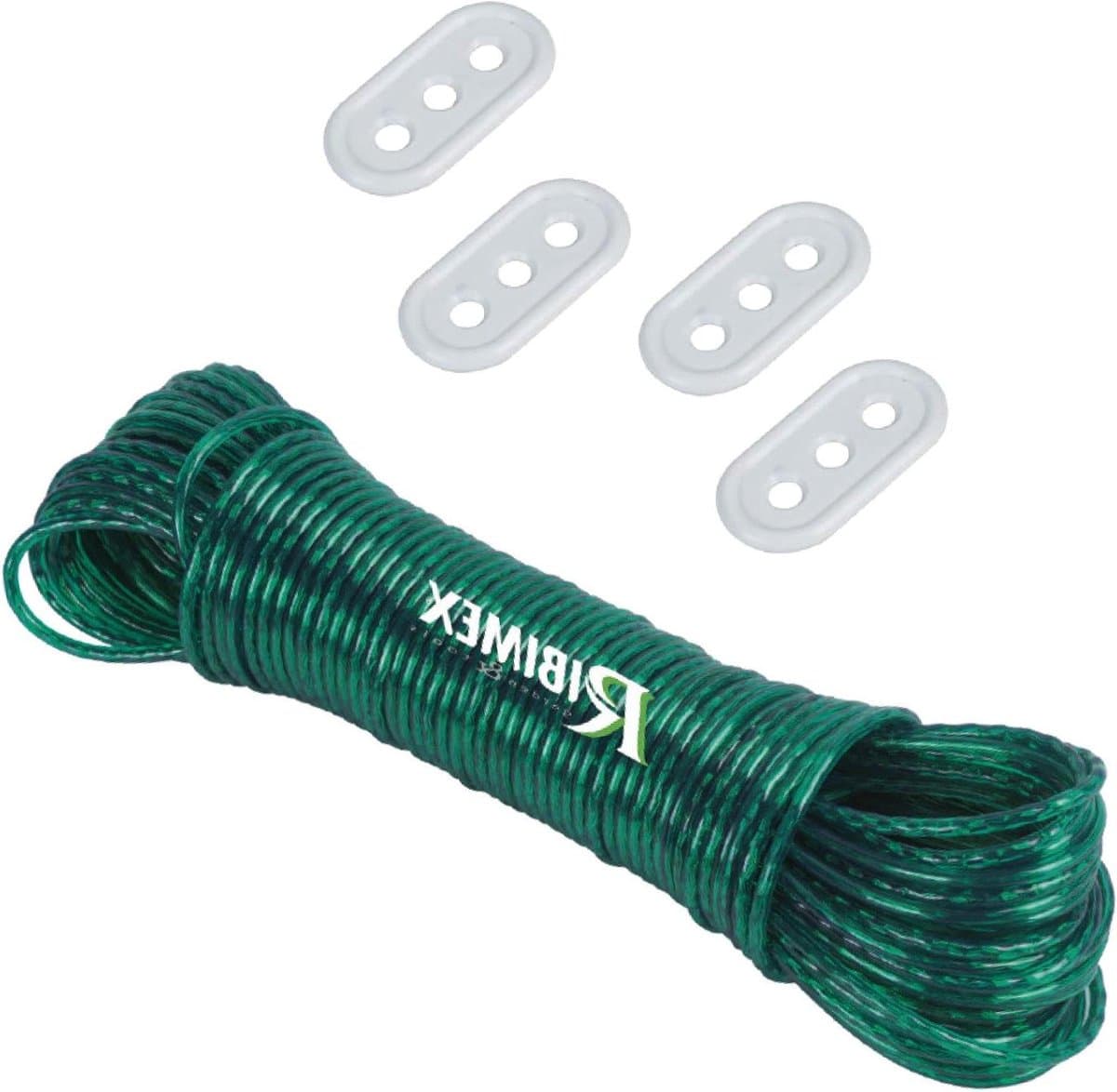 Droogrek Draad - Waslijn Touw - Kleding Drogen - Pvc Gecoat - 40 Meter - Groen — afbeelding 1