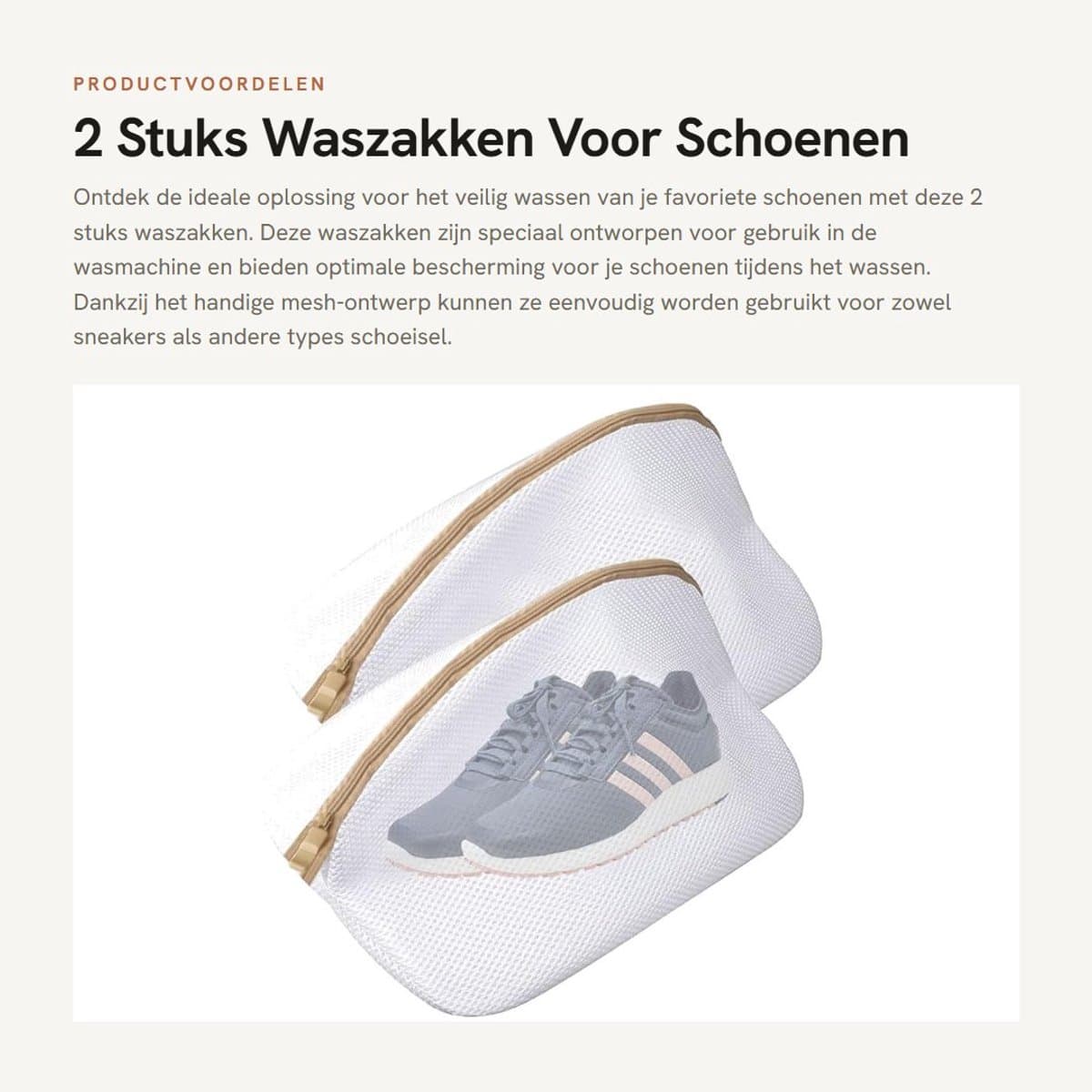 Dailygoods- Waszakken 2 Stuks - Waszakken voor Schoenen - Wasnet met Ritssluiting - Herbruikbaar - Polyester - 24x24x40cm - Schoenenwaszak — afbeelding 1
