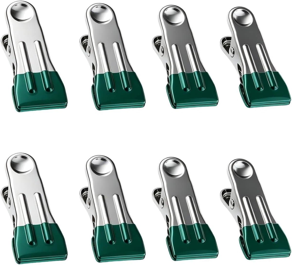 Metalen Wasknijpers - Robuuste Clips - Kleding Drogen - Rubberen Uiteinden - 8 Stuks - Groen — afbeelding 1