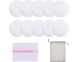 SnelShoppen - 10 Pack Organische Bamboe Borstvoedingskussens, Herbruikbare Borstvoedingspads, Wasbare Melk Pads, Inclusief Waszak & Opbergtas, Comfort