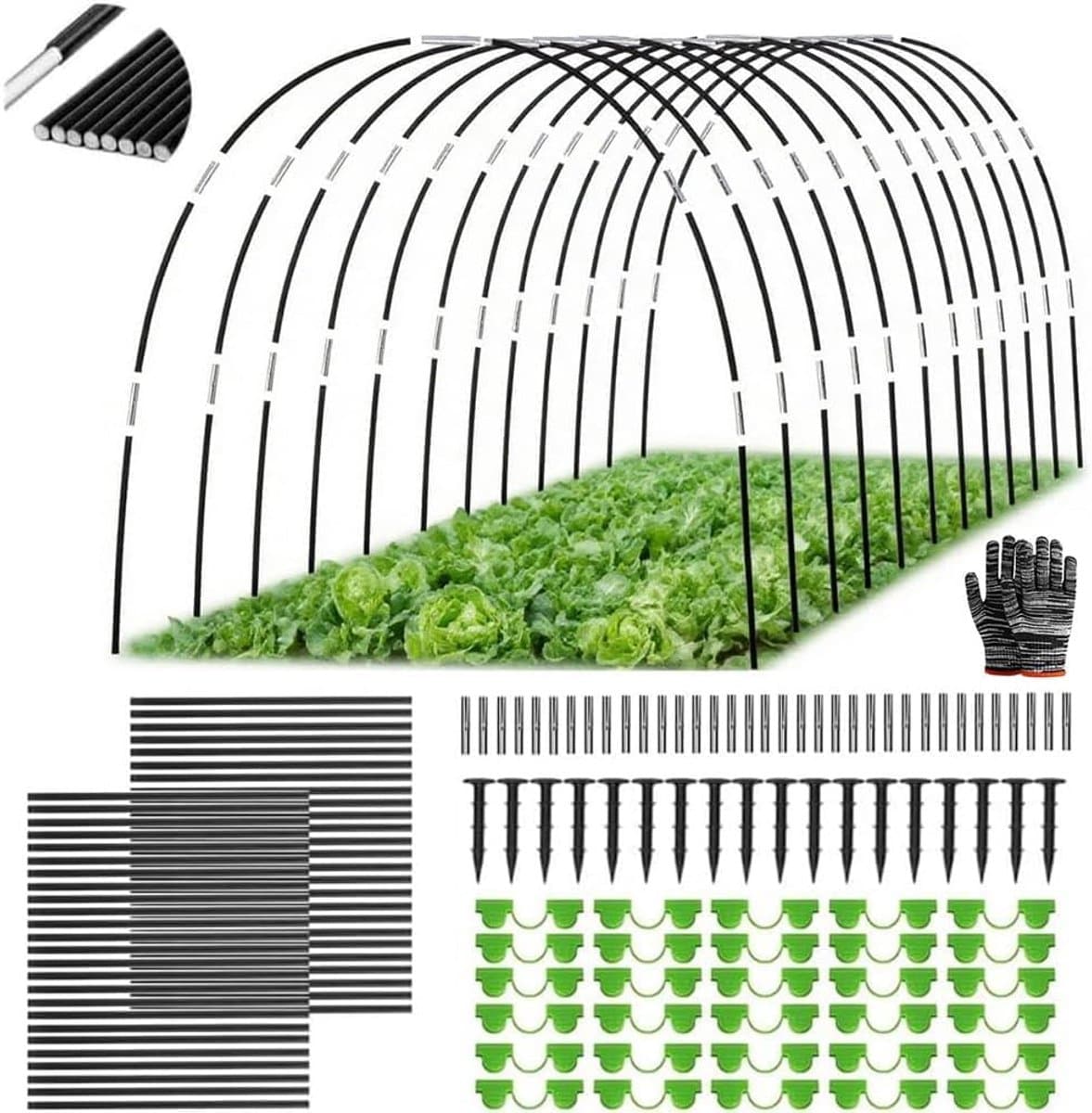 SnelShoppen - 50 Pcs Plant Tunnel Arches voor Verhoogde Bedden - Verwijderbare Folietunnel voor Tuin - Glasvezel, 38 cm, Hoops, Grondankers, Tuinacces — afbeelding 1