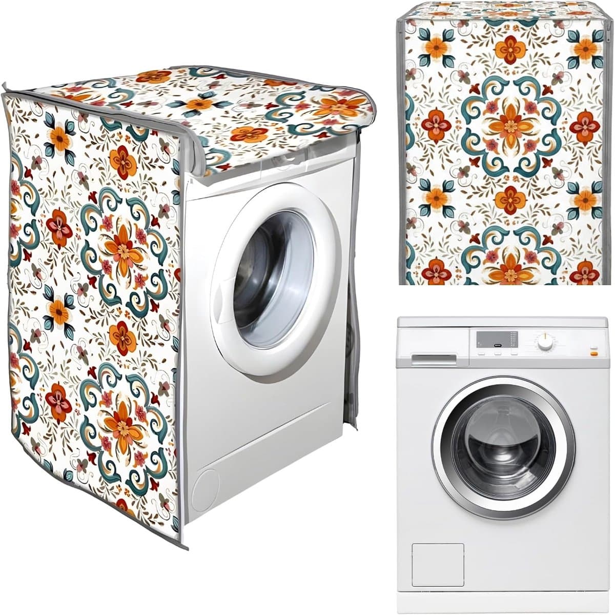 Wasmachine- en drogerhoes voor binnen, waterdichte hoes met ritssluiting, stofbescherming, voor gebruik binnenshuis, 60 x 60 x 80 cm — afbeelding 1