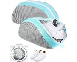 Schoenwaszak, waszak, 2 stuks, ritssluiting, waszak voor schoenen, anti-vervorming, licht en draagbaar, herbruikbaar wasnet, waszak voor sneakers, grijs, 39 x 25 x 9 cm