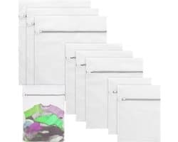 Waszakken Set van 9 - Waszakken met Ritssluiting - Waszakken voor Wasmachine - Waszakken voor Ondergoed - Waszakken voor Handdoeken - Lichtgrijs Polyester - Wasnetjes
