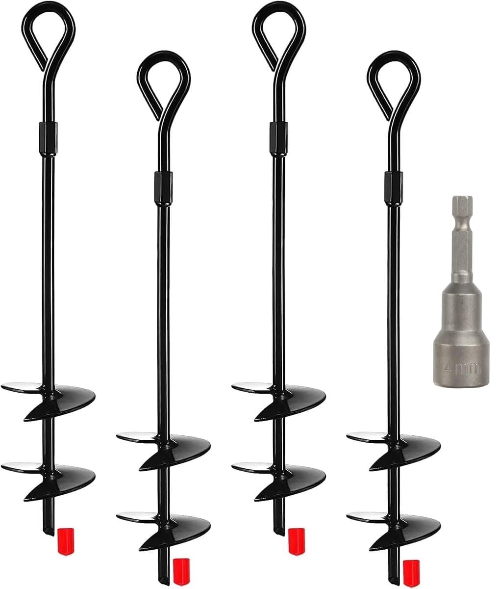 Dailygoods - Set van 4 Grondankers met Dubbele Helix - 40 cm Sterke Tentpalen — afbeelding 1