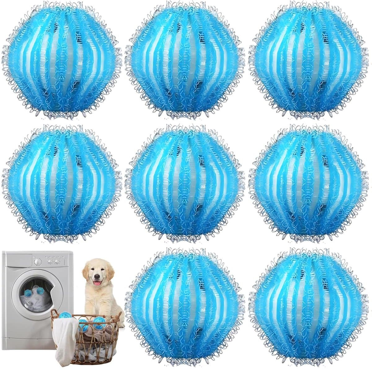 Herbruikbare pluisvrije wasballen verwijderen dierenharen uit kleding in de wasmachine (blauw). — afbeelding 1