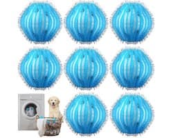 Herbruikbare pluisvrije wasballen verwijderen dierenharen uit kleding in de wasmachine (blauw).