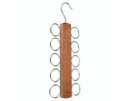 Dailygoods- Sjaalhanger Massief Hout - Sjaalhouder - Kastorganizer - Ruimtebesparend - 10 Ringen - Hoogwaardige Materialen