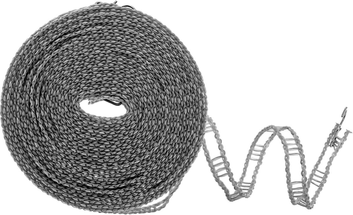 Winddichte sleutelband, 10 m, 33 voet, antislip kunststof koord, draagbaar wasrek voor op reis, voor camping, wasgoed, buiten, binnenplaats, grijs — afbeelding 1