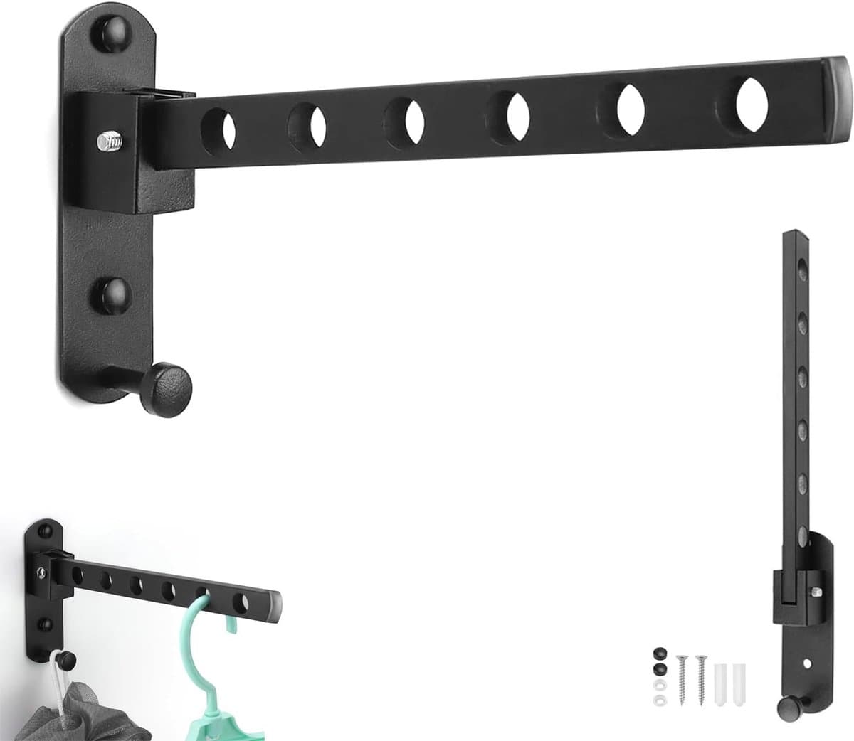 Dailygoods- Wandrek Inklapbaar - Opvouwbaar - Droogrek voor Balkon - Garderobe - Badkamer - Roestvrij Staal — afbeelding 1