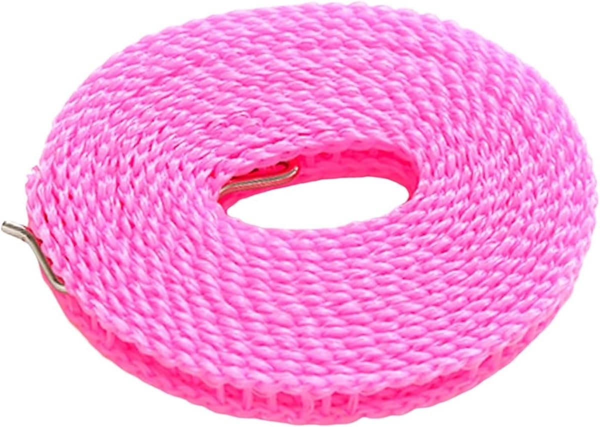 Waslijn voor buiten - Drooglijn Tuin - Kleding Drogen - Uittrekbaar Nylon - 10 Meter - Roze — afbeelding 1