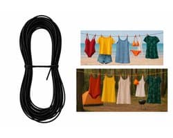 Dailygoods- Waslijn Uittrekbaar 2000 cm - Waslijn Camping - Waslijn Buiten - Waslijndraad met Stalen Kern - Weerbestendig - Antislip oppervlak - Ophanglijn